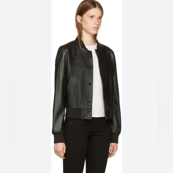 Rag and Bone Cooper Lambskin Leather Bomber Jacket in Black - Picture 1 of 6